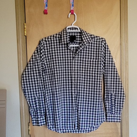 💚Nicole Miller NMAN Medium Shirt Plaid Button Up - Picture 1 of 6